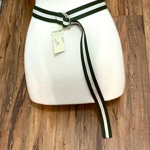Linea Pelle Green and White Loop Adjustable Belt